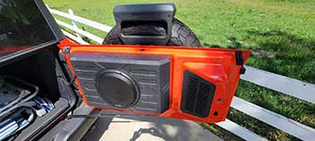 New Ford Bronco Raptor edition with a small system installed and Stinger subwoofer enclosure.