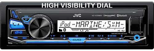 JVC Single DIN Marine Grade Bluetooth In-Dash Mechless Car Stereo with FLAC playback and SiriusXM Ready