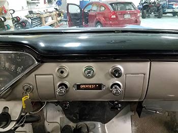 Late 50s Chevy Fleetside Truck. Installed a Retro Radio Specific head unit and a pair of Kenwood speakers in the doors