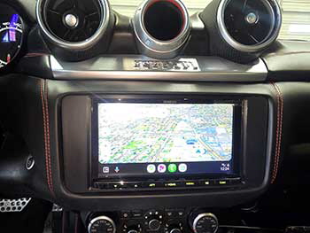 2008 Ferrari in for an upgrade. Installed Kenwood deck. Custom built a dash kit using a 3D printer for perfect fit. Also installed an amp with DSP, subwoofer, radar detector and a camera.