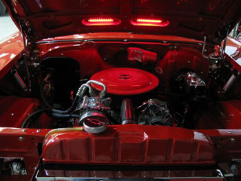 1957 CHEVY - INSTALLED CLARION SUB WOOFERS, AMPLIFIERS AND EQUALIZER, KENWOOD SPEAKERS, CUSTOM BASS ENCLOSURE,  ENGINE COMPARTMENT TRUCK ILLUMINATION AND ELECTRIC WINDOWS.