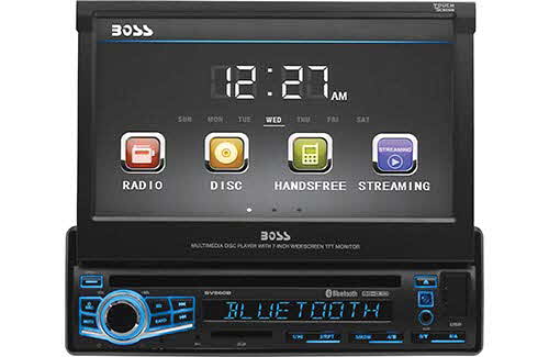 BOSS Audio Systems Single-DIN, DVD Player 7" Motorized Touchscreen with Bluetooth