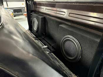 1980s Chevy pickup. Built custom sub enclosure for Kenwood subs, built custom front kick panels & rear panels for Hertz Mille Pro speakers. Installed Kenwood head unit and 2 amplifiers for power.