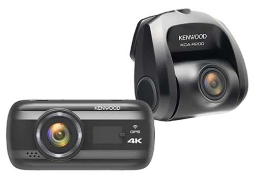 Kenwood Dual Camera package with 8.3 Megapixel* 4K (Front Camera) and 3.7 Megapixel Wide Quad Hi-Vision (Rear Camera) recording and provides easy data transfer to your smartphone through Wireless Link.