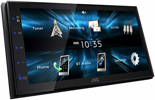 JVC Digital Media Receiver featuring 6.8" WVGA Capacitive Monitor / USB Mirroring for Android Phones / Bluetooth / 13-Band EQ / Short Chassis