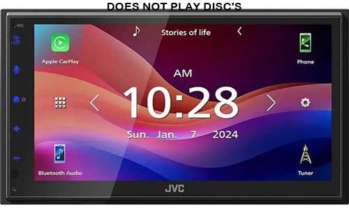 JVC Digital Media Receiver featuring 6.8" Capacitive Touch Monitor / Apple CarPlay� / Android Auto� / USB Mirroring / Bluetooth� / 13-Band EQ / Short Chassis