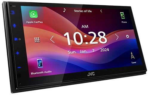 JVC Digital Media Receiver featuring 6.8" Capacitive Touch Monitor / Apple CarPlay� (Wireless, Wired) / Android Auto� (Wireless, Wired) / Wireless Mirroring / Bluetooth� / 13-Band EQ / Short Chassis