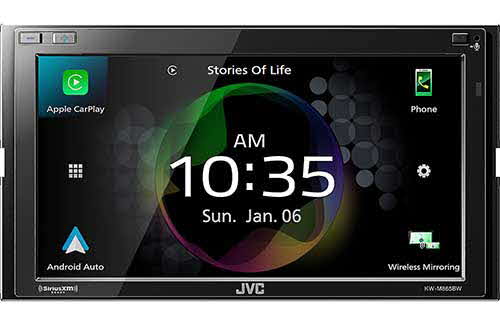 JVC Digital Media Receiver featuring 6.8" Clear Resistive Touch Monitor / Wireless Apple CarPlay / Wireless Android Auto / 4-Cam Input / High-Resolution Audio / iDatalink Maestro Ready / Bluetooth� / 13-Band EQ