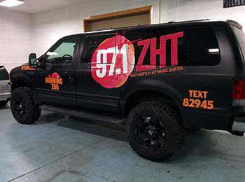 97.1 ZHT Radio Station Van. Built custom door panels with press fit grills.