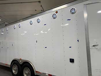 Custom trailer. Built a custom down fire box for a single 12� Rockford sub. All Rockford Fosgate components: 4 pr M1-65 speakers and 2 pair M0-65 speakers. Controlling system is a PMX-5CAN head unit. Cut and strung to the outside a PMX-0 remote controller. Powering system is a R2-750x5 amp.