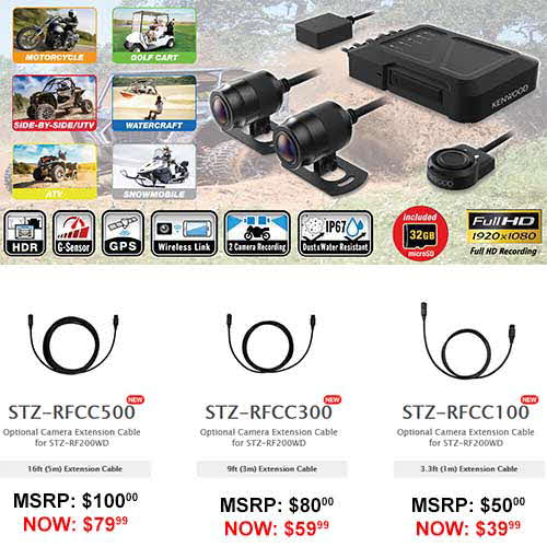 Kenwood Motorsports HD dash cam with GPS and rear-view cam