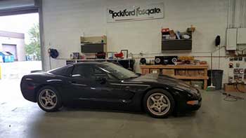 1999 C5 Corvette. Custom molded to fit a Pioneer entertainment system into dash. Custom built amp and subwoofer enclosures to allow for the T-top to still be stowed in cargo area. Installed Rockford components in front doors and Rockford coax in the rear plus installed a back-up camera.