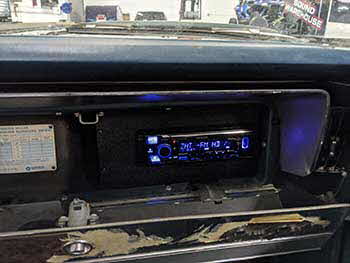 1967 Chrysler New Yorker. Received a full Kenwood Excelon audio upgrade with a KMM series stereo custom built into the glove box housing, 5 1/4" speakers in all 4 doors powered by a 6 channel DSP amp plus a 12" sub in a single sealed enclosure.