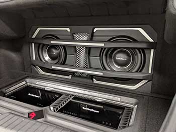 2014 Kia Cadenza custom build. We installed Audio Control signal processor and remote control knob. 2 pr Rockford Fosgate T3 components, 3 Rockford Fosgate amps. Custom built enclosures with lighting. Doors and trunk were treated with MESA sound dampening. See our Facebook for more detailed custom build photos.
