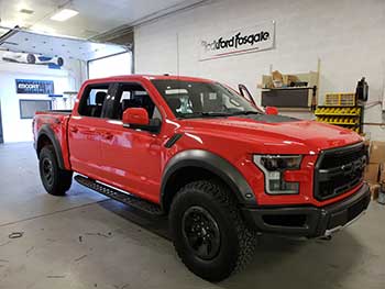 2018 Ford Raptor in for an Escort Radar Detector with front and rear shifters